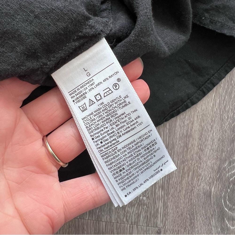 GAP linen blend crop shirt black button down‎ - Picture 6 of 8